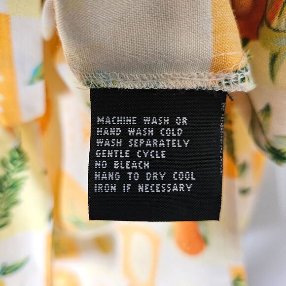 AUGUST SILK Button Up Blouse 4 100% Silk Citrus Fruit Floral Cheerful Fun Quirky - Picture 8 of 8